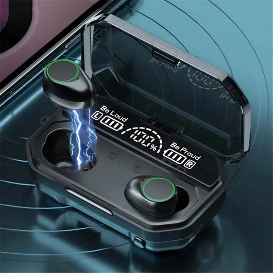 Wireless earbuds with LED display