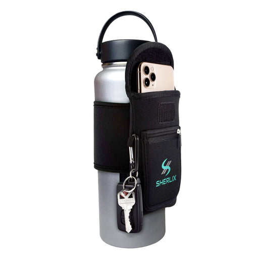 Gym water bottle with phone mount